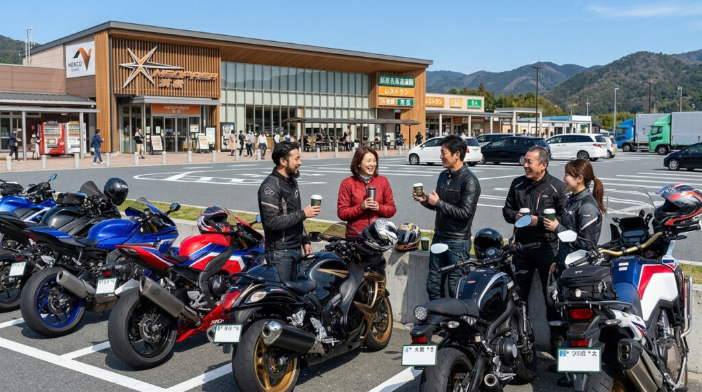 Japan service area motorcycle rest stop