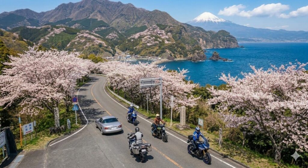 Lake Hamana touring in Japan during cherry blossom season