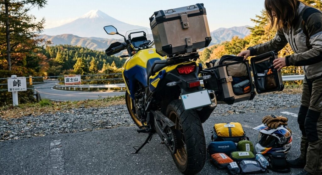 motorcycle luggage setup touring Japan
