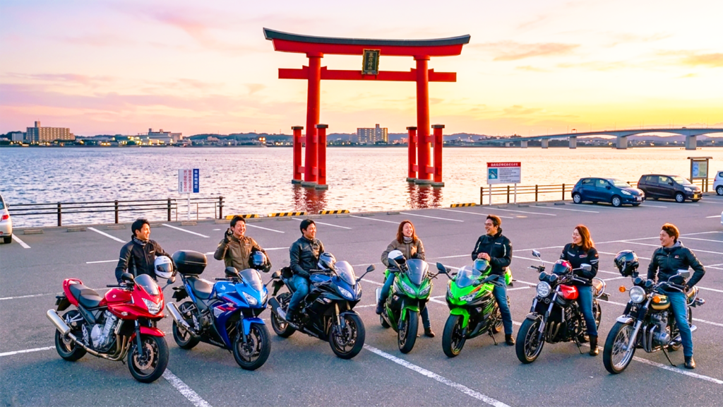 Bentenjima torii gate motorcycle