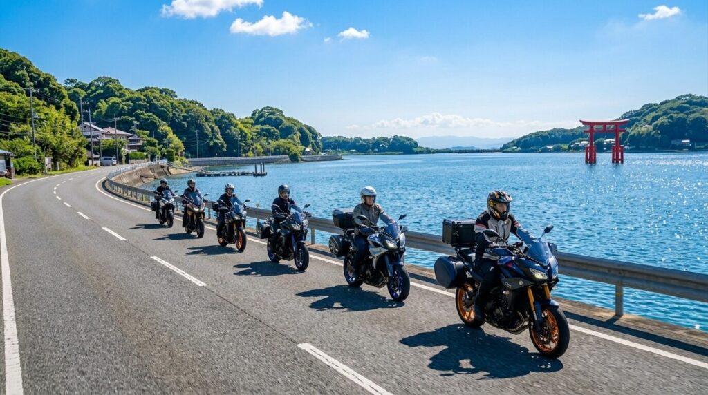 Lake Hamana scenic motorcycle road Japan touring view