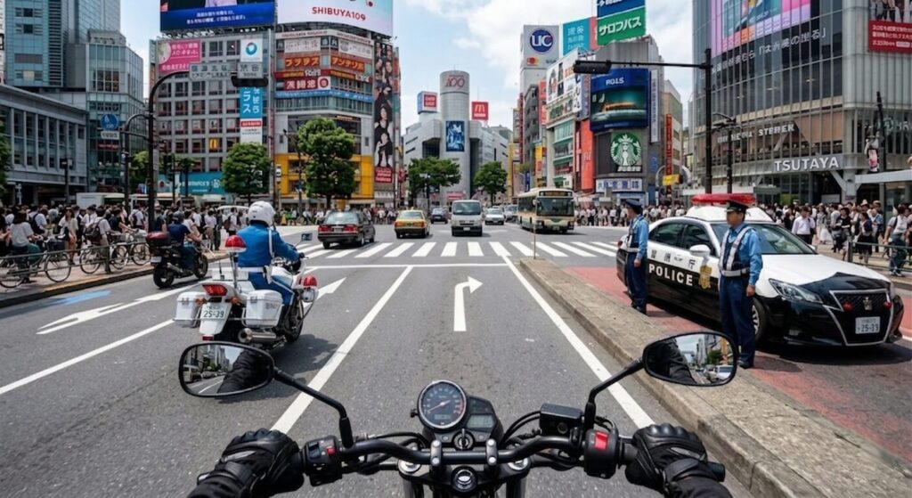 motorcycle traffic Tokyo street