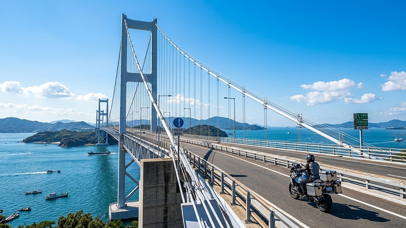 shimanami kaido motorcycle bridge ocean view