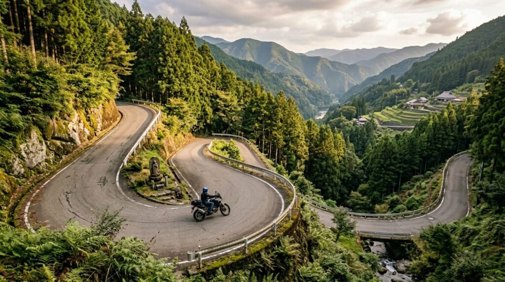 Tenryu mountain motorcycle road Japan
