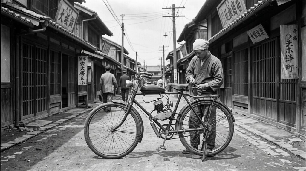 early Honda motorized bicycle 1946 Japan history