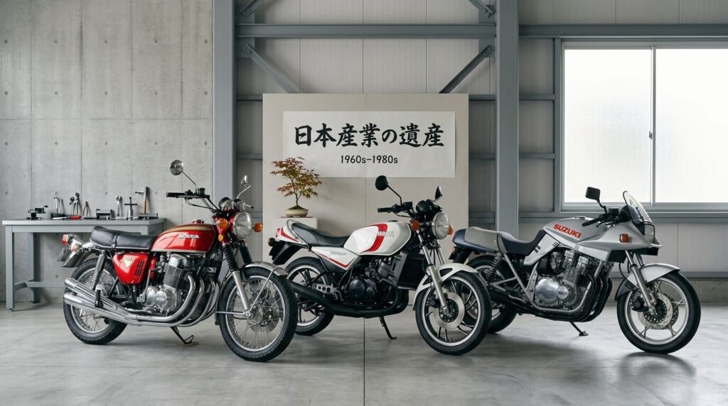 Honda Yamaha Suzuki motorcycles origin Japan industrial background