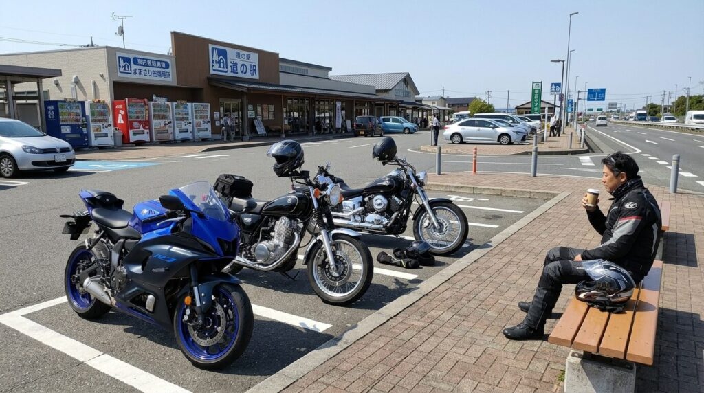 motorcycle parked at road side