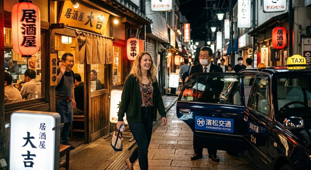 Taking a taxi after drinking in Japan safely