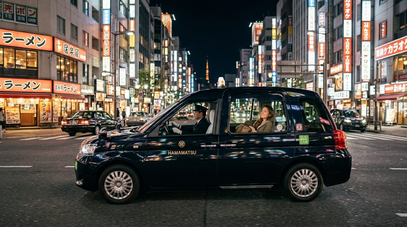 Safe and comfortable taxi experience in Japan for foreign tourists at night