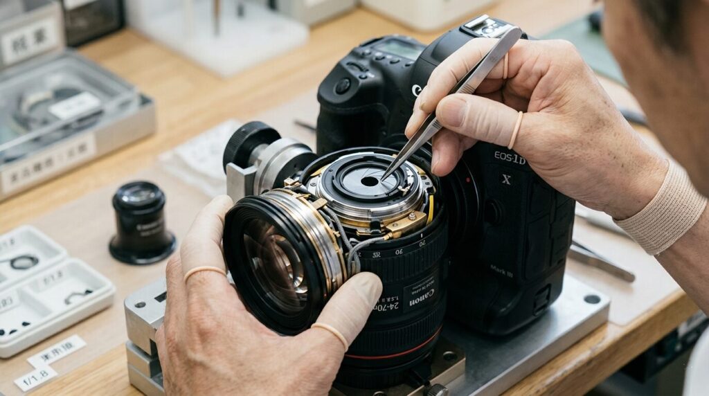 Japanese camera craftsmanship showing precision engineering and lens assembly