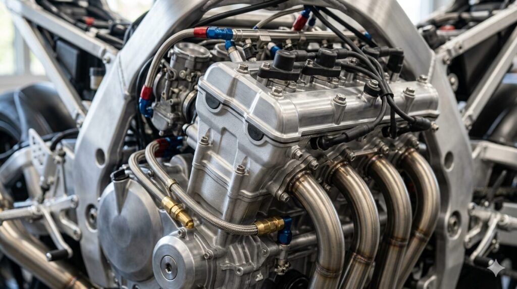 detailed japanese motorcycle engine precision engineering