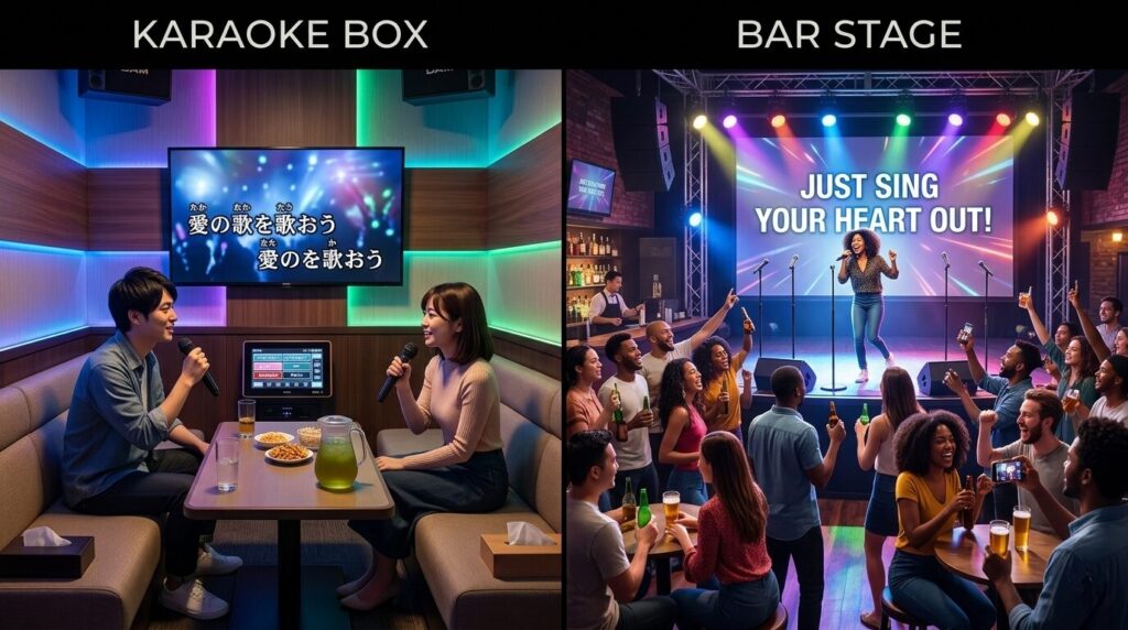 Japanese private karaoke rooms vs western bar karaoke comparison