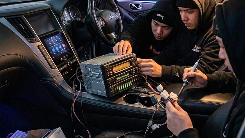 modern JDM car audio enthusiasts vintage Japanese car audio