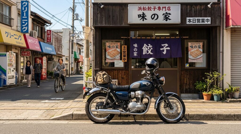 motorcycle touring stop gyoza restaurant hamamatsu japan
