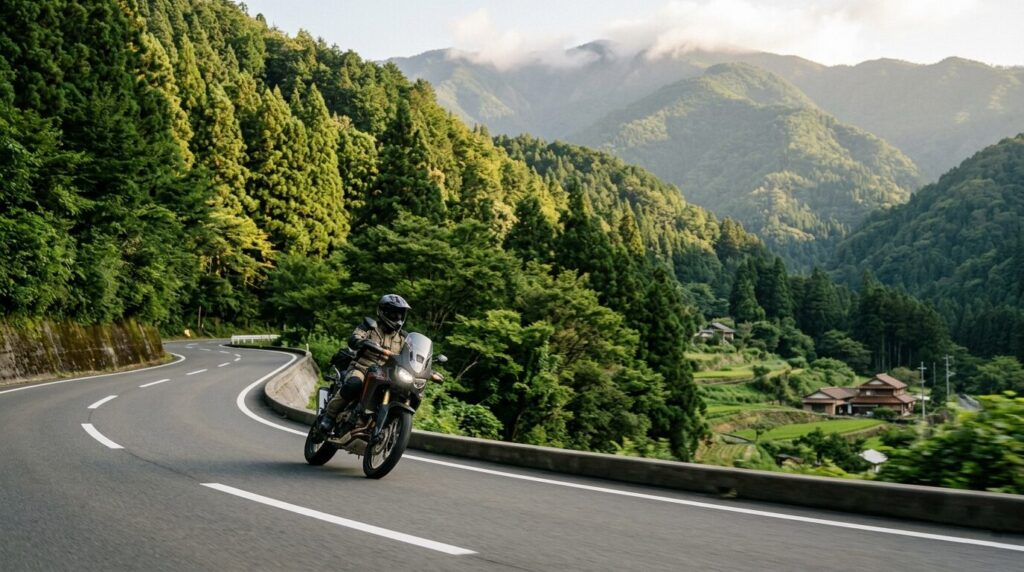 motorcycle touring Japan mountain roads scenic route