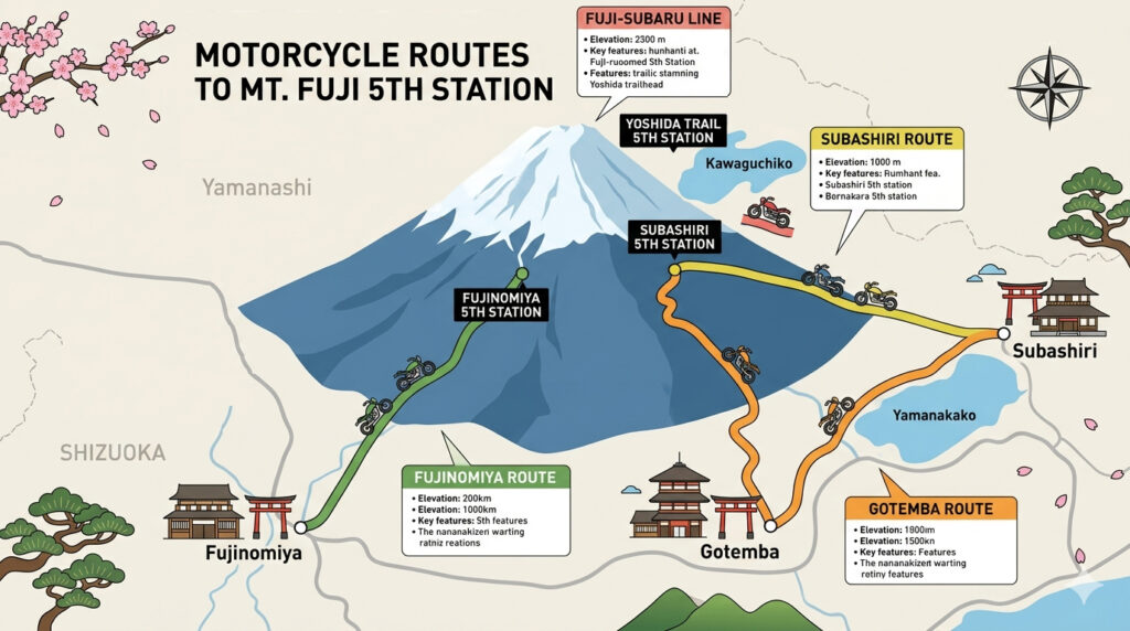 Mount Fuji 5th Station motorcycle routes map