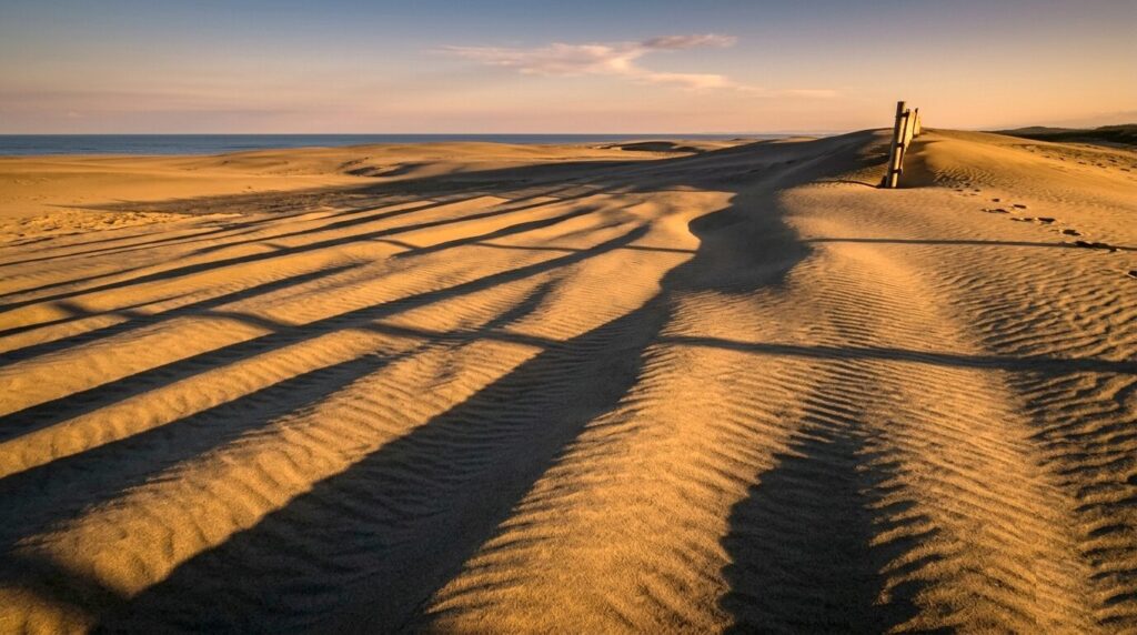 Nakatajima sand dunes in Hamamatsu with dramatic light and shadow