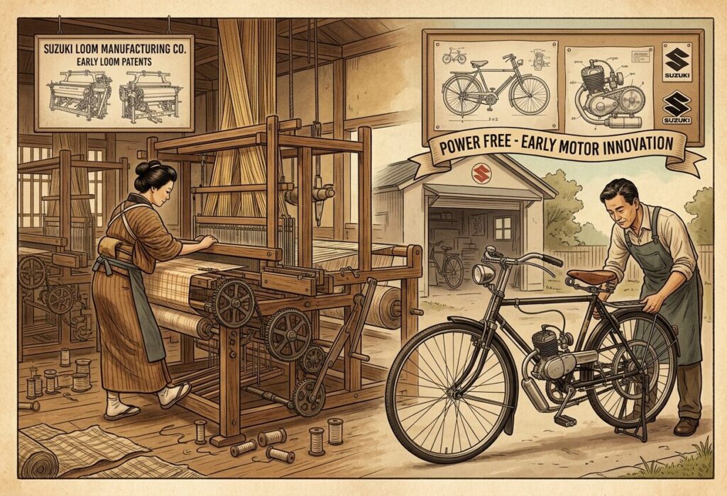 Suzuki history from weaving loom to first motorized bicycle Power Free