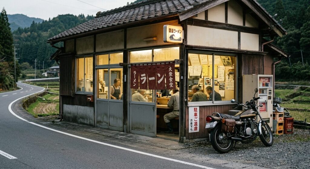 local roadside diner Japan motorcycle stop authentic experience